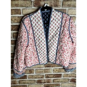 Womens  Boho Reversible Quilted Jacket  Floral Paisley Boho Bohemian SZ L